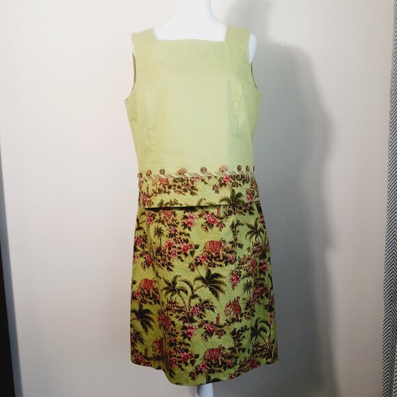 Sharon Young, SZ 12, 3 PC Suit, Skirt, Top & Jacket, Elephant & Palm Tree Print - Picture 6 of 16